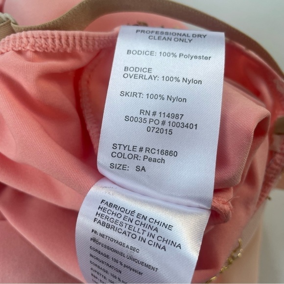 Revolution Dancewear Girls Peach Dress Style RC 16860 Size SA Great condition! - Picture 9 of 10